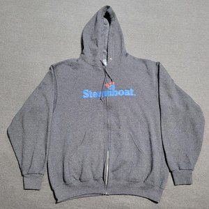 Steamboat Colorado Ski Resort Full Zip Gray Hoodie - Men's Large (L) - Vintage